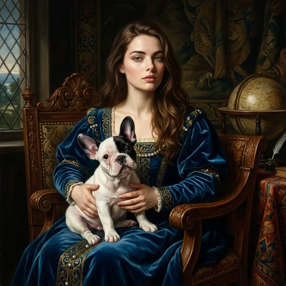 Oil Painting human and pet portrait example