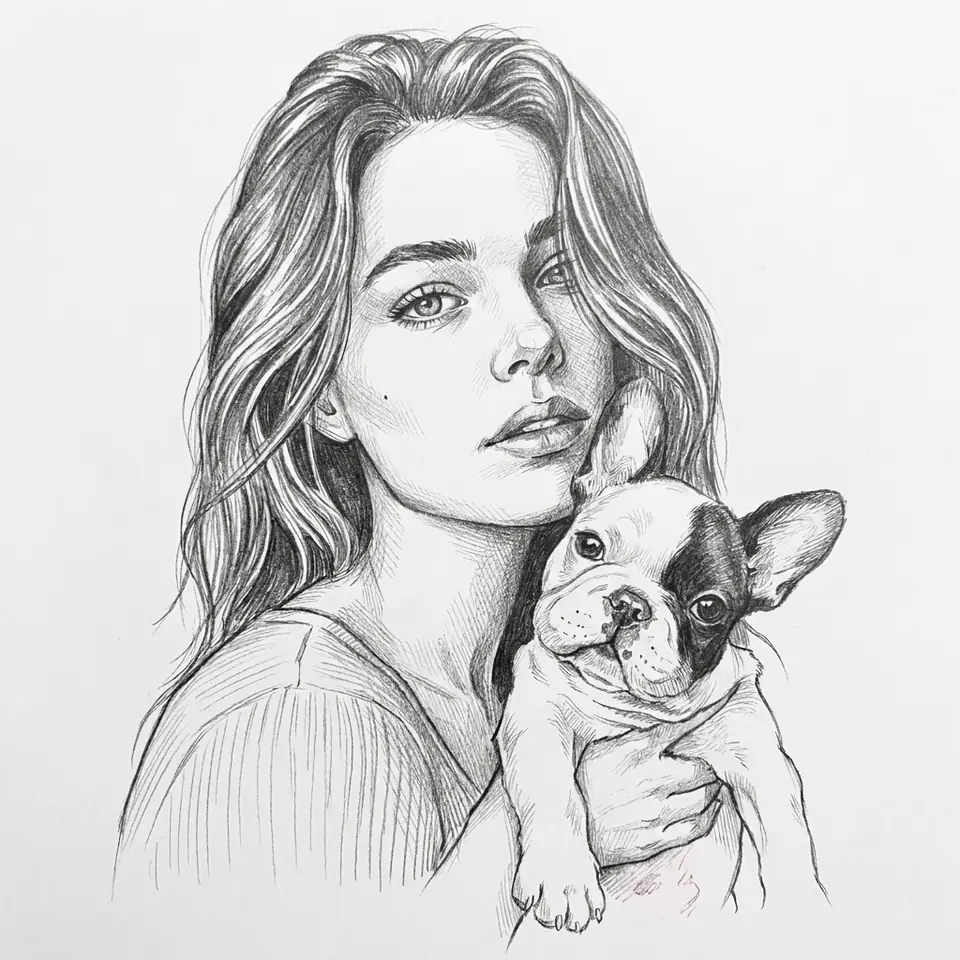 Pencil Sketch human and pet portrait style preview