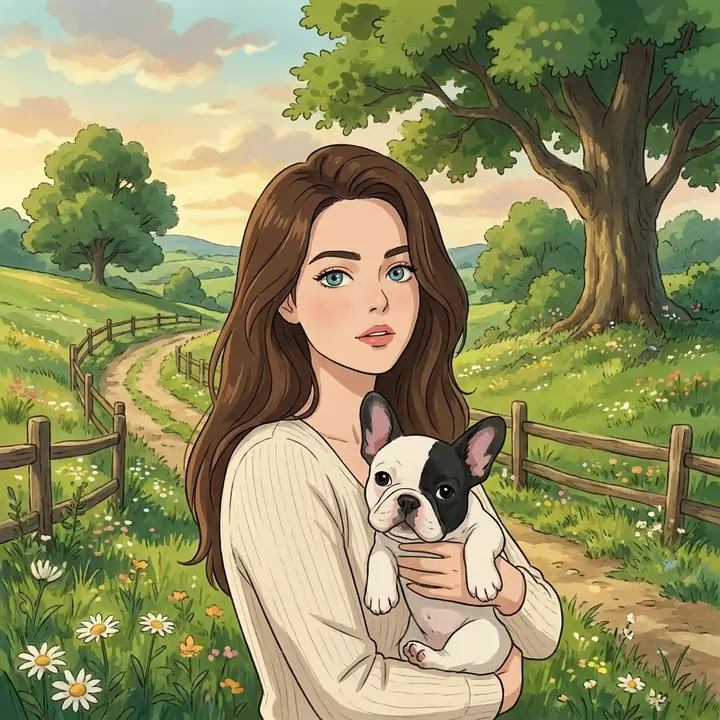 Studio Ghibli human and pet portrait โ PawDressed